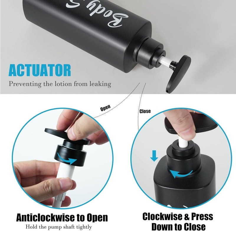 AUMIO 16.9oz Bathroom Soap Dispenser Set, Refillable Shampoo and Conditioner Bottles, Empty Bottles with Pump for Shampoo, Conditioner, or Body Wash, Matte Black Shower Dispensers, Set of 3 - Image 3